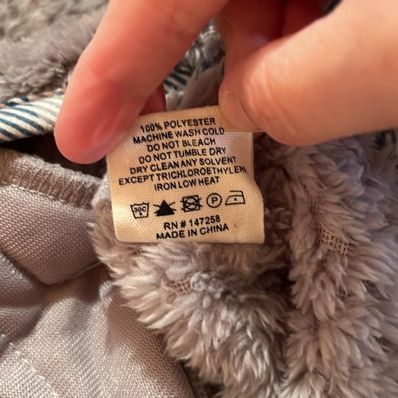 Simply Southern Gray Sherpa with blue plaid accents, half buttons & two pockets - Picture 4 of 5